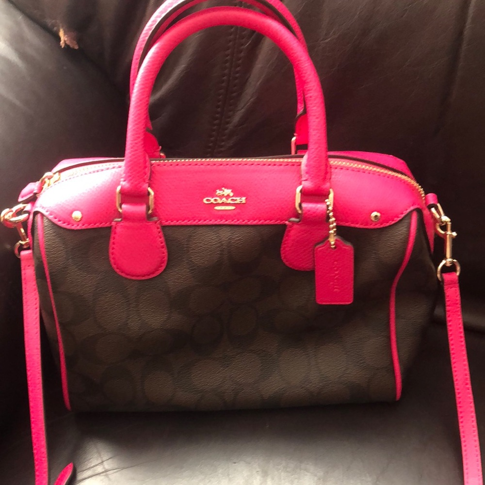 Coach Pink and Brown Shoulder Bag